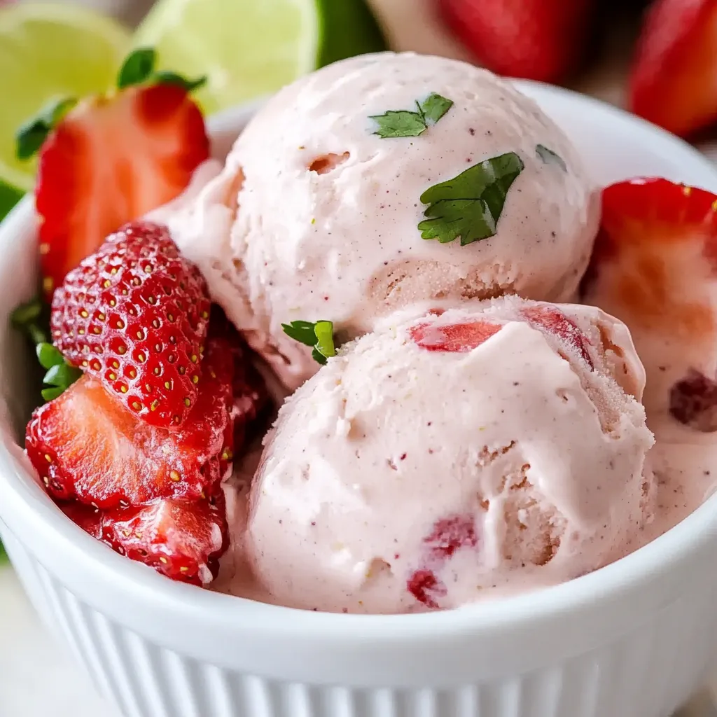 A bowl of strawberries and ice cream.