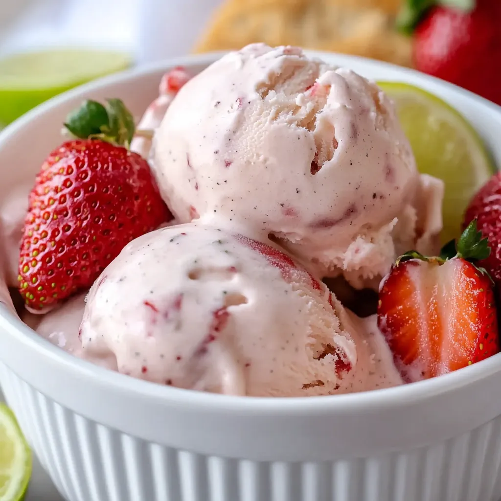 A bowl of strawberries and ice cream.
