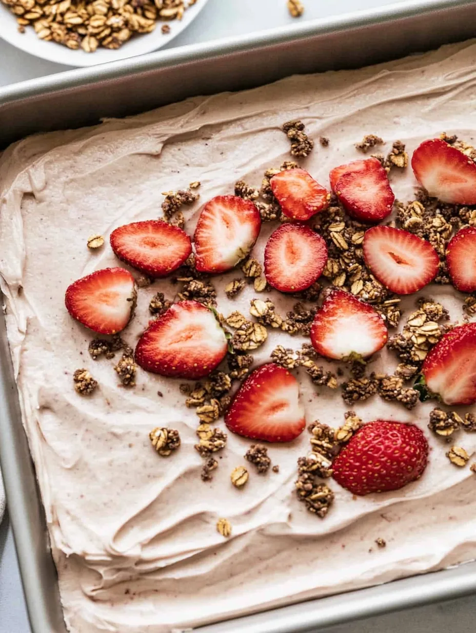 A cake with strawberries and nuts on top.
