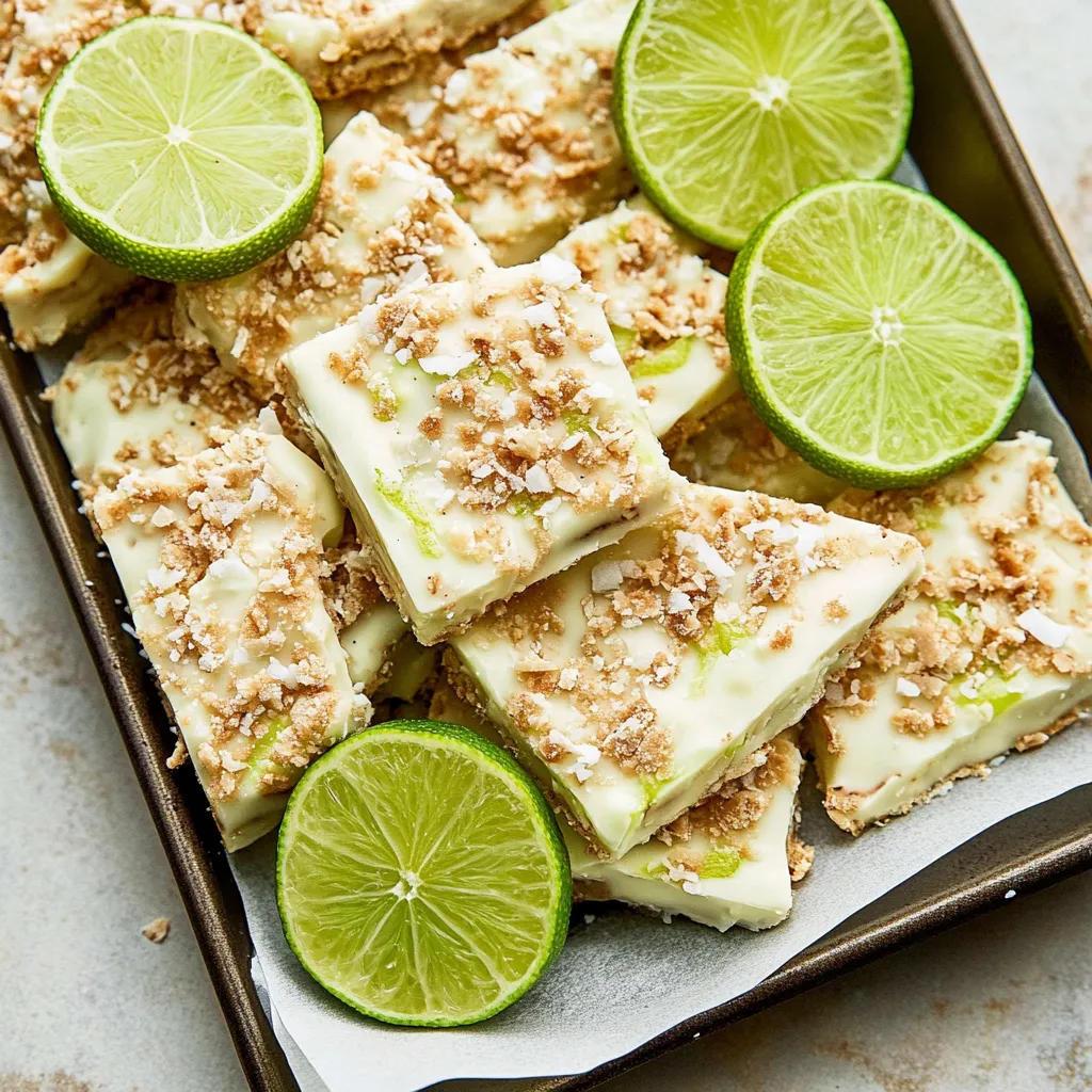 A tray of desserts with limes on top.