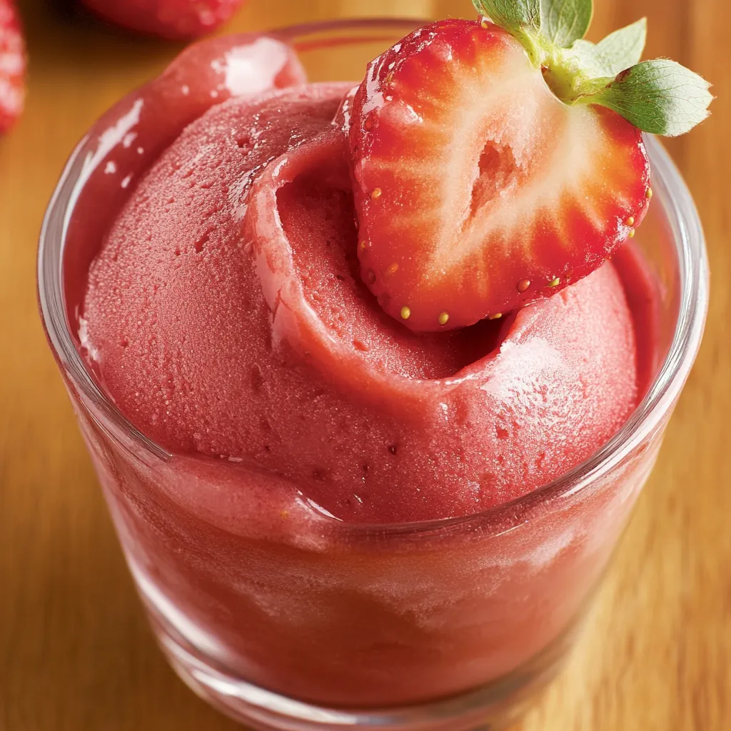 A glass of strawberry ice cream.