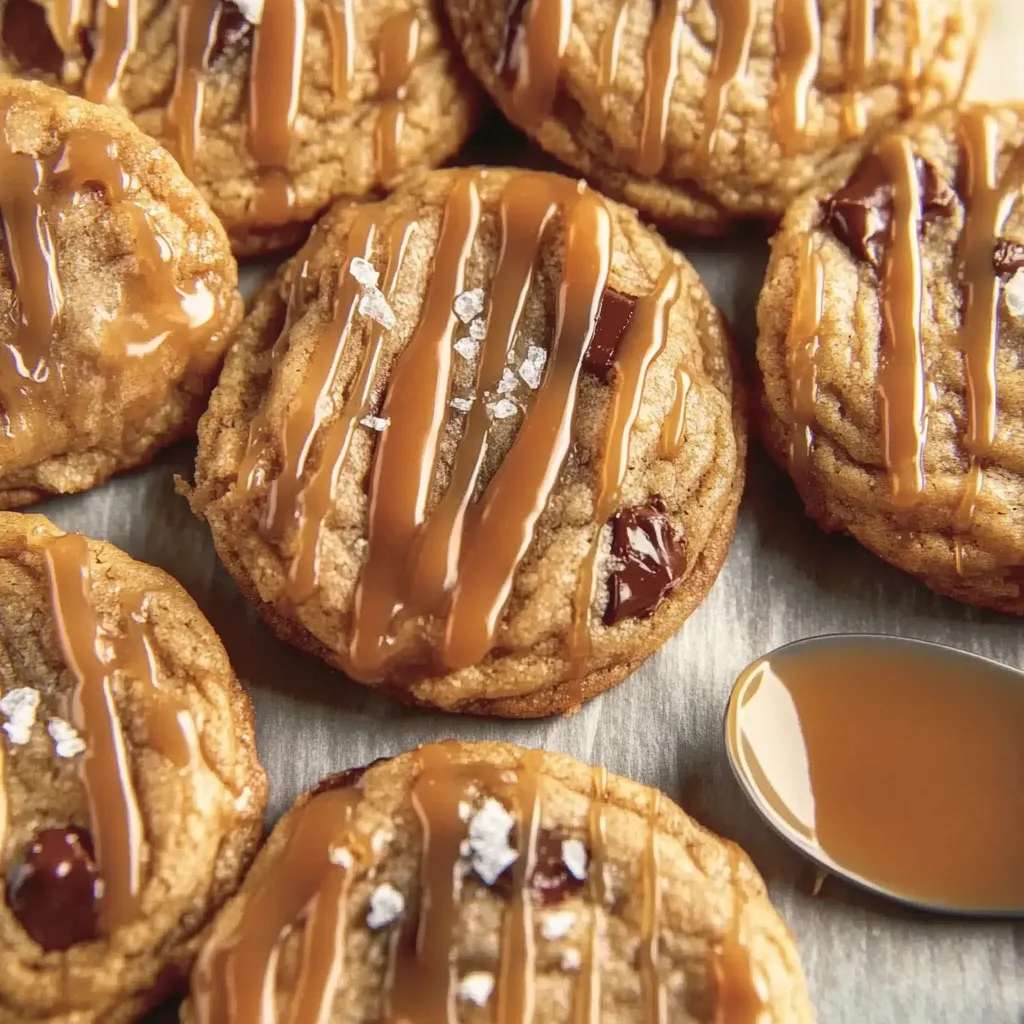 Cookies with caramel drizzle.