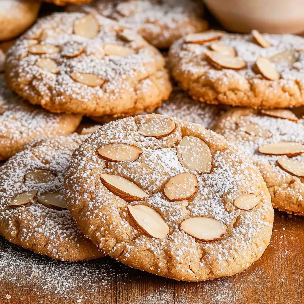A plate of cookies with almonds.