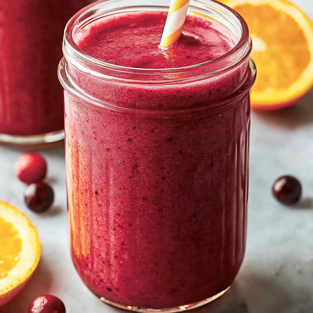 A glass of berry smoothie with a yellow straw.