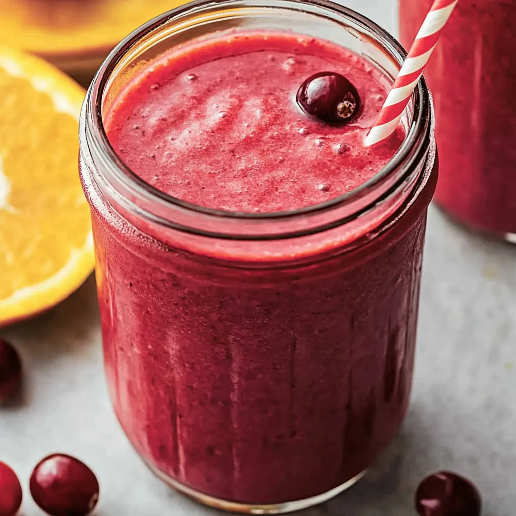 A glass of red smoothie with a straw.