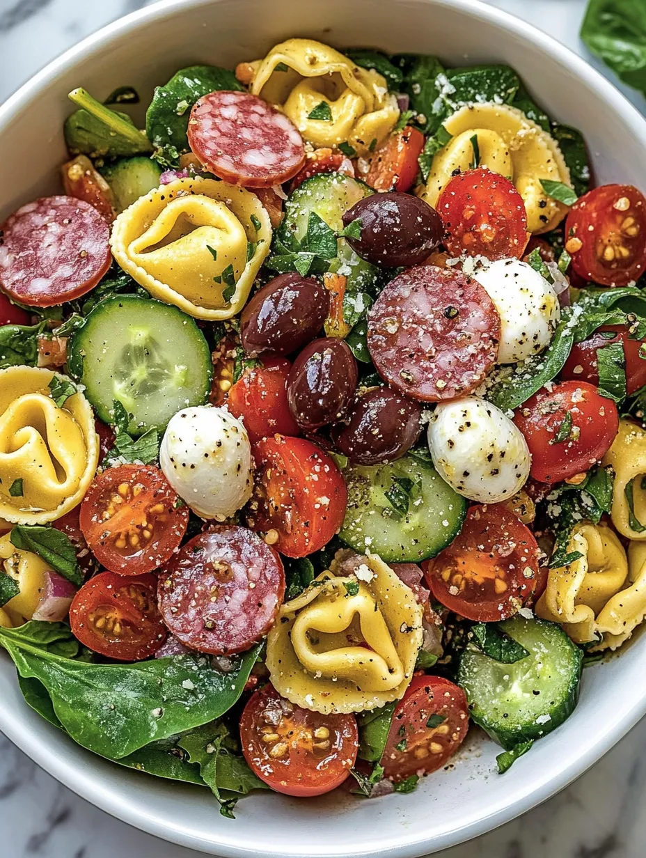 A bowl of pasta salad with tomatoes, cucumbers, and olives.