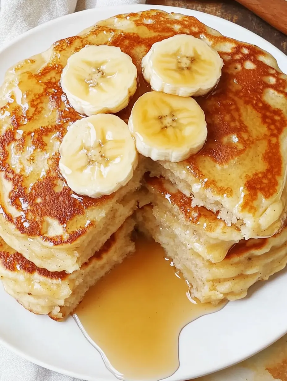 A stack of pancakes with bananas on top.