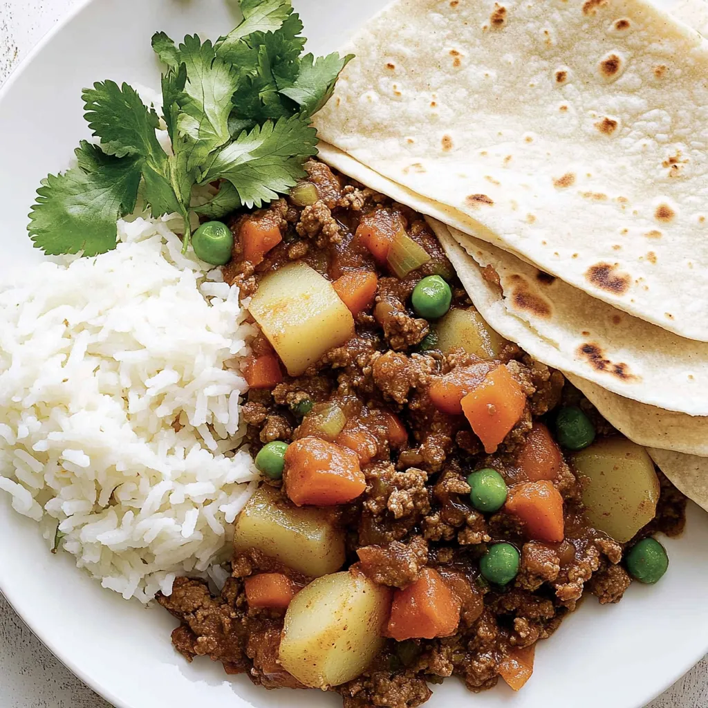 A plate of food with rice, meat, and vegetables.