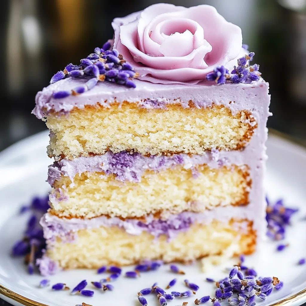 A slice of cake with a rose on top.