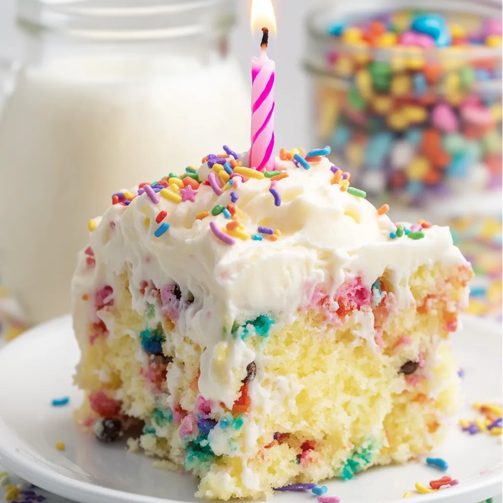 A slice of cake with a candle on it.