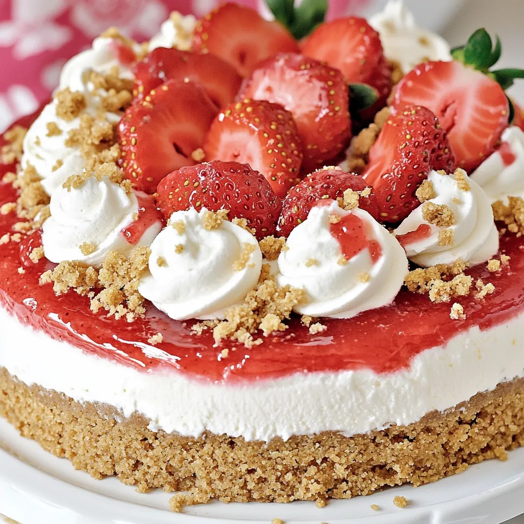 A slice of cake with strawberries and whipped cream.