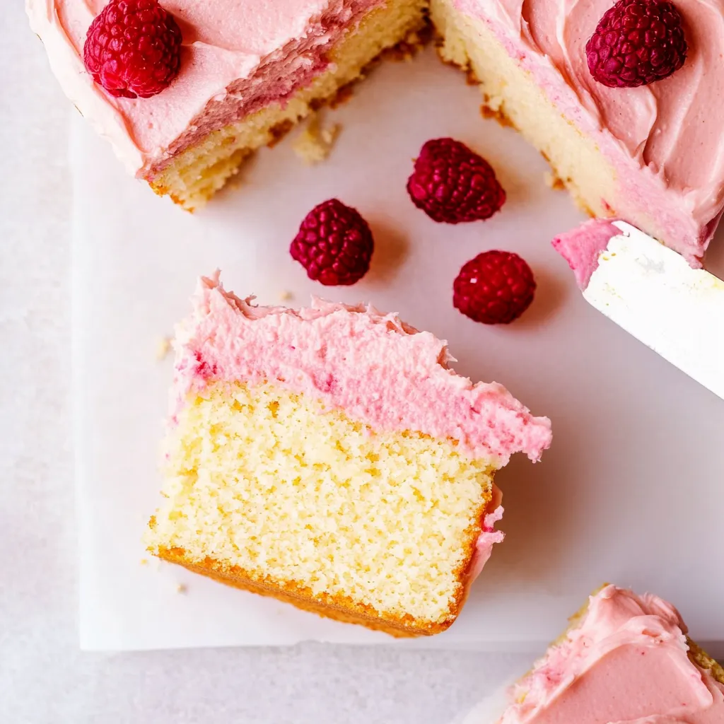 A slice of cake with raspberries on top.