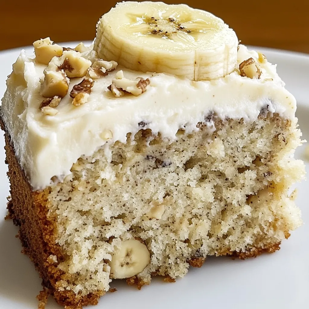 A slice of cake with a banana on top.