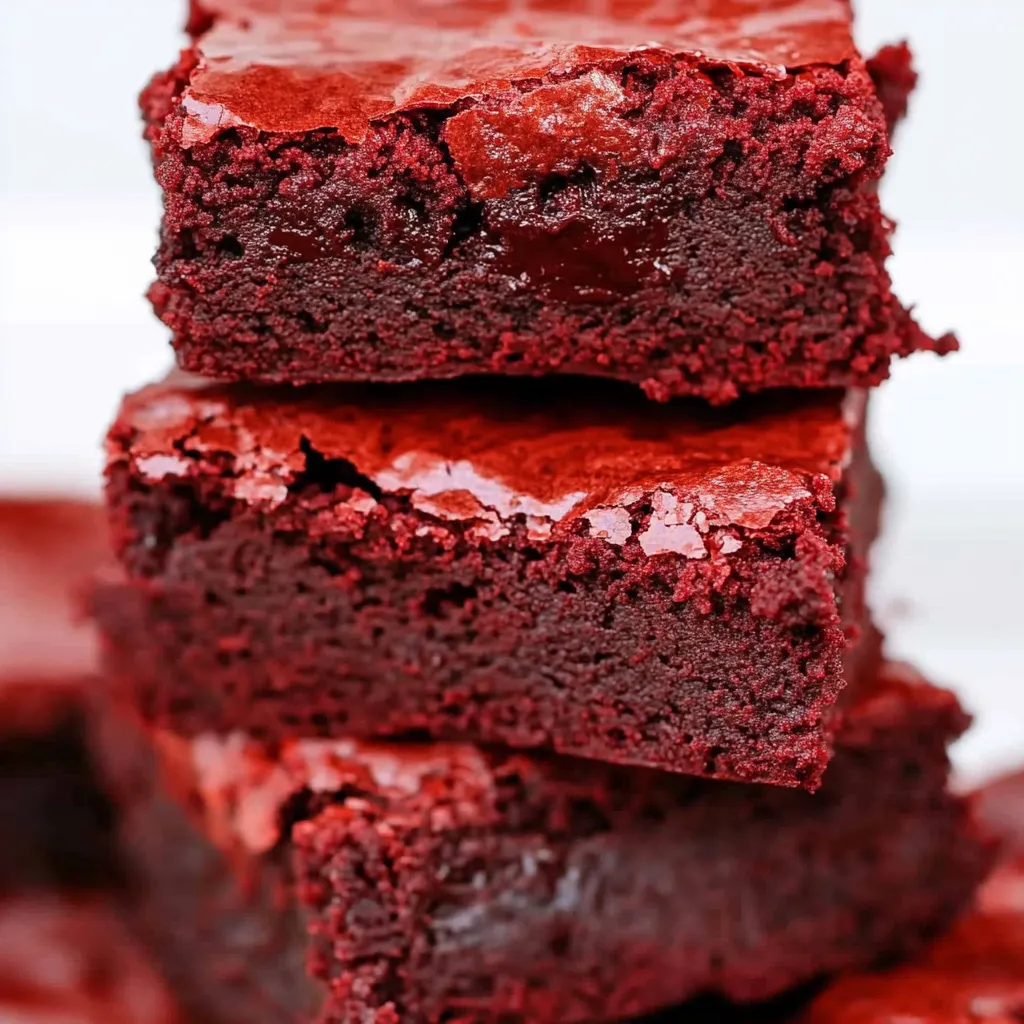 Three layers of chocolate cake with red icing.