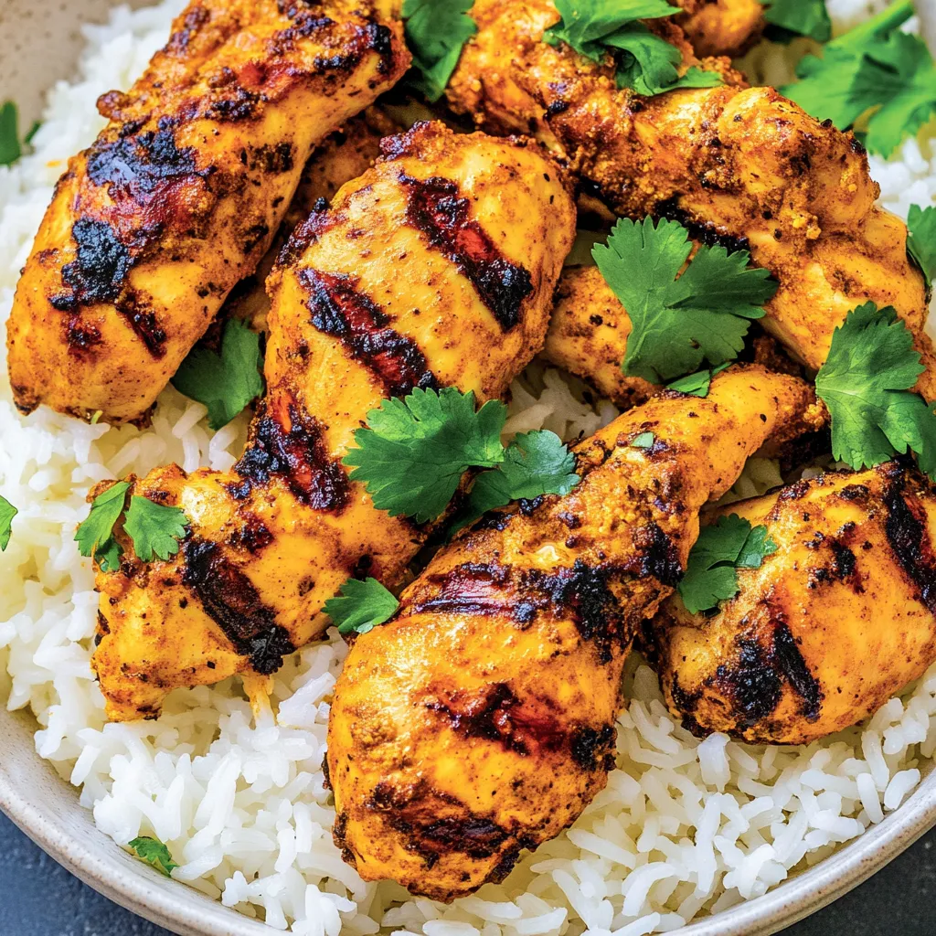 A bowl of rice with chicken on top.