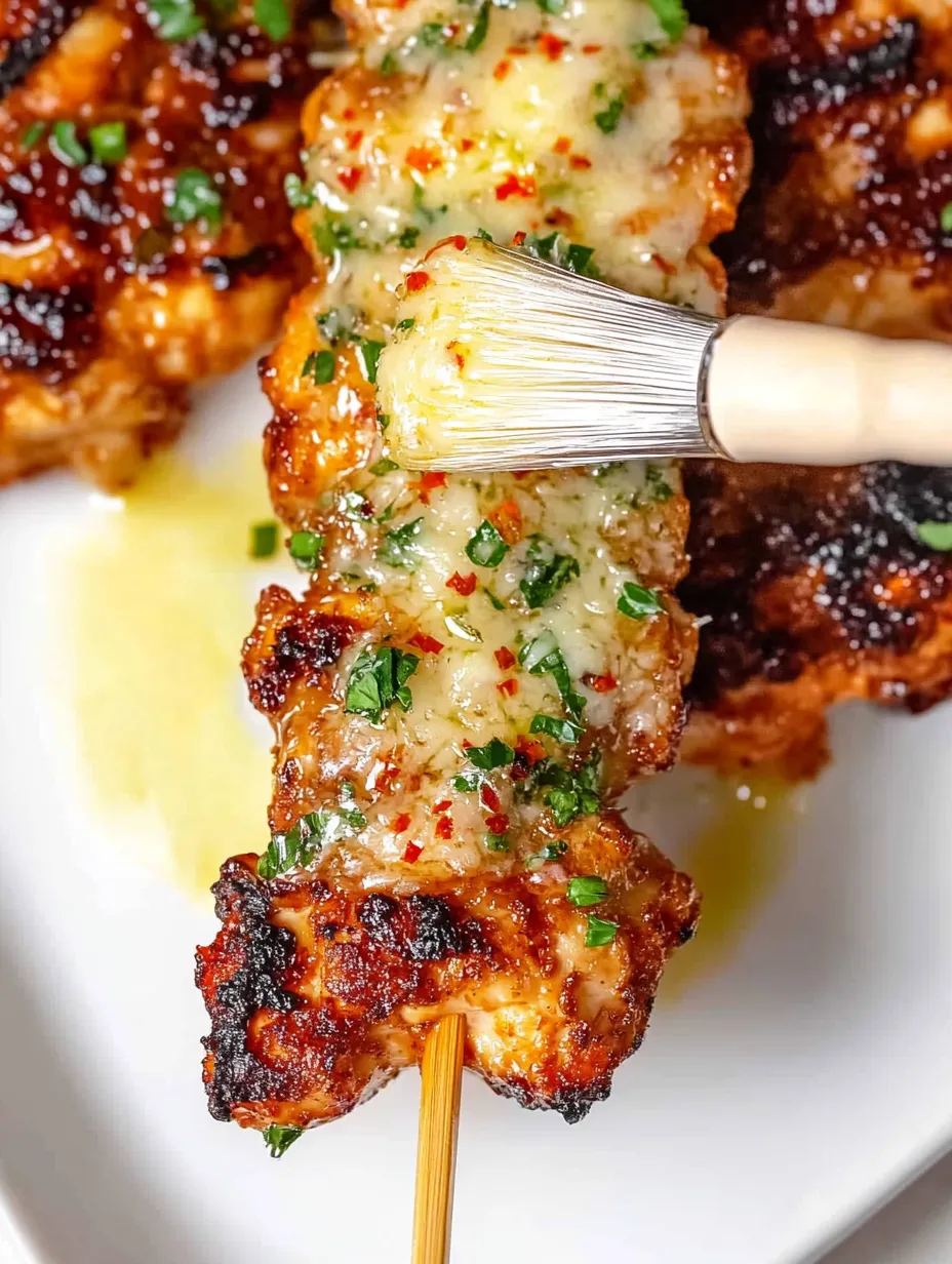 A spoon is being used to spread cheese on a piece of meat.