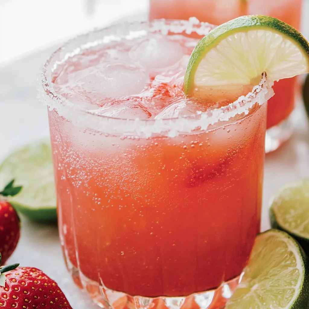 A glass of pink drink with a lime wedge in it.