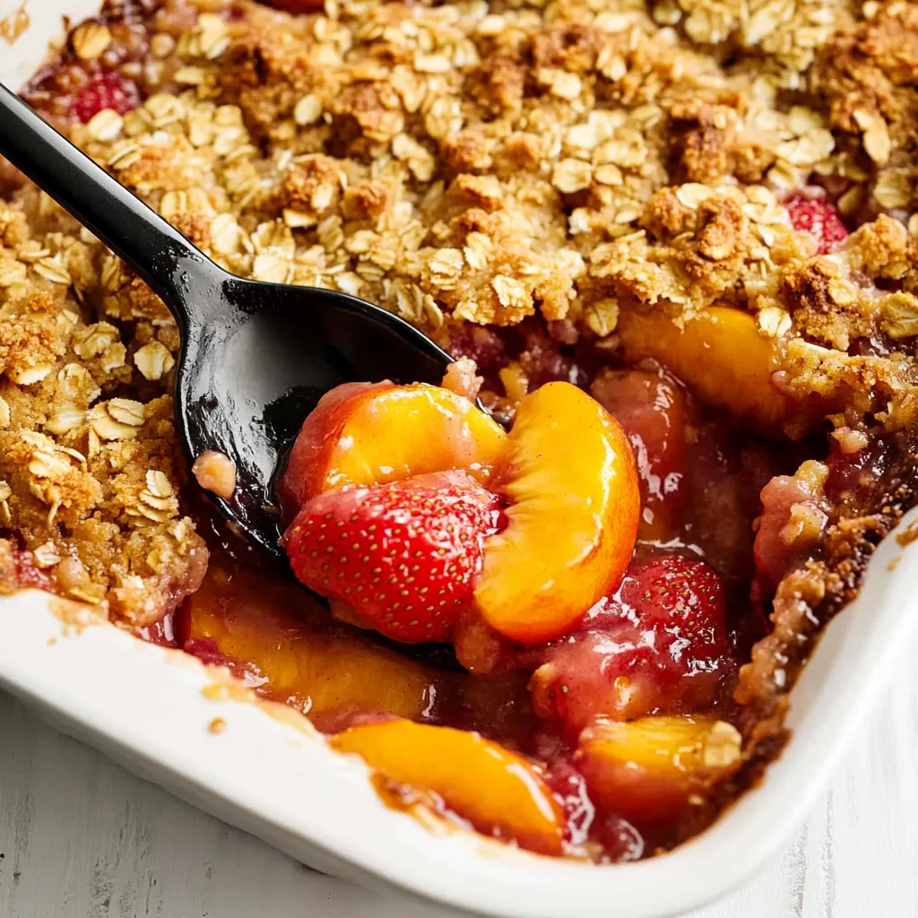 A spoon is in a bowl of fruit.