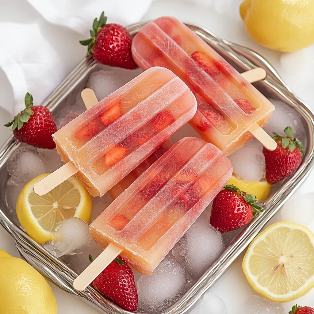 A plate of strawberries and lemonade.