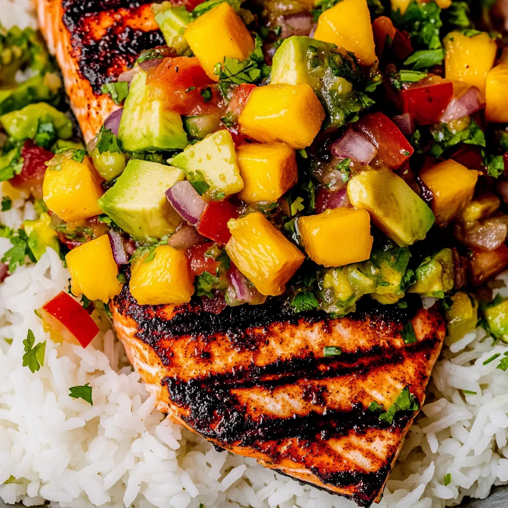 A piece of fish with a salad on top.