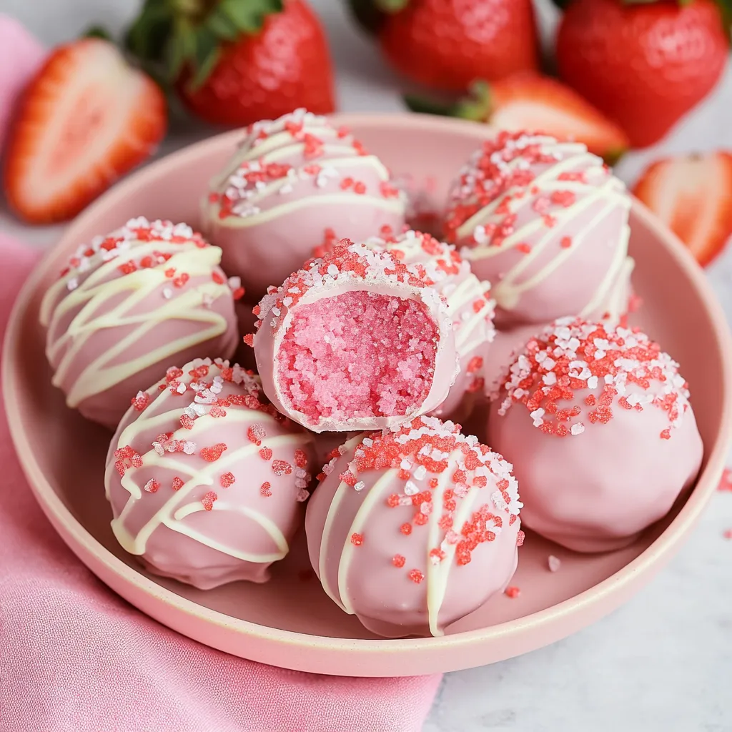 A plate of pink and white frosted pastries.