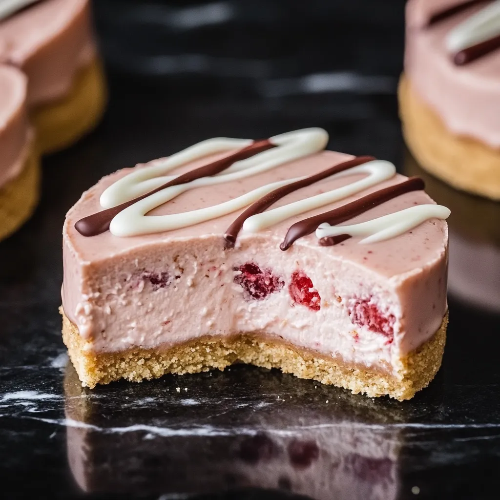 A slice of cake with white icing and chocolate drizzle.