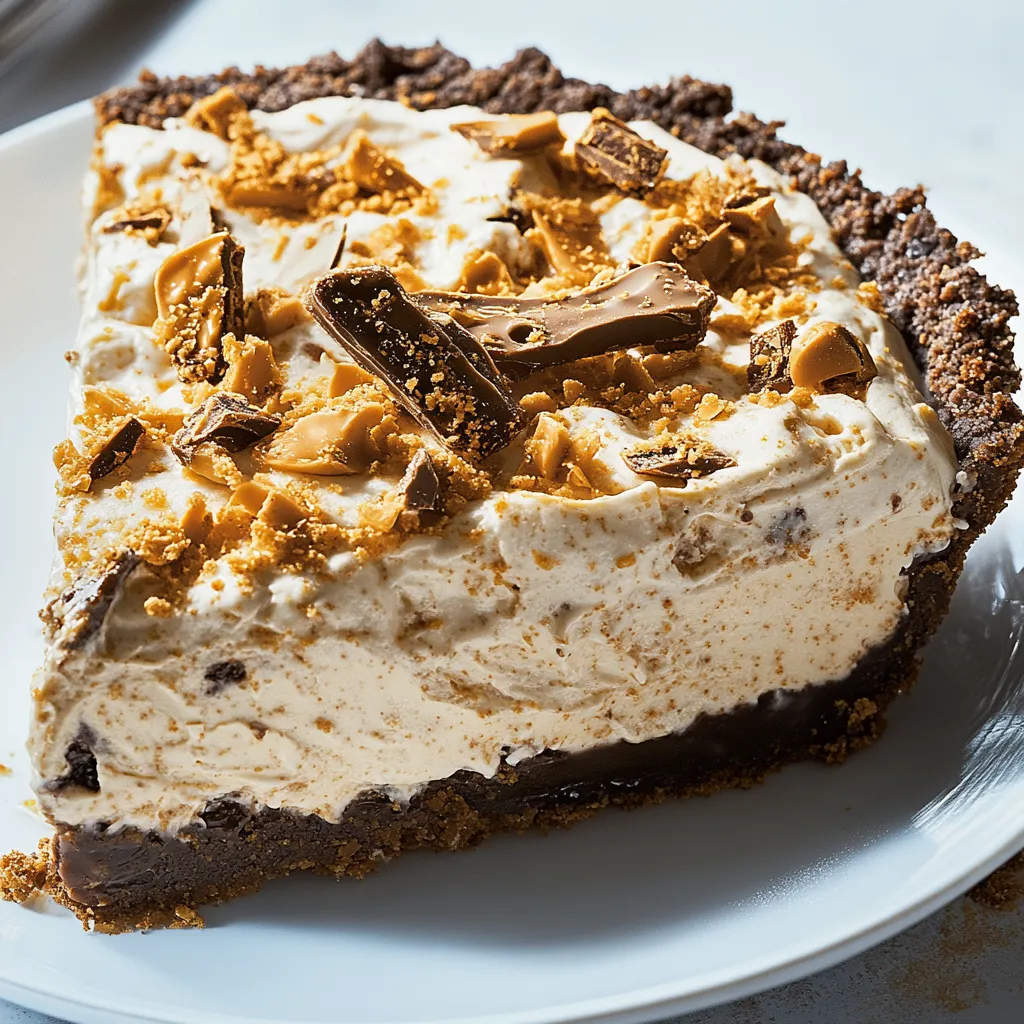 A slice of pie with chocolate and caramel toppings.
