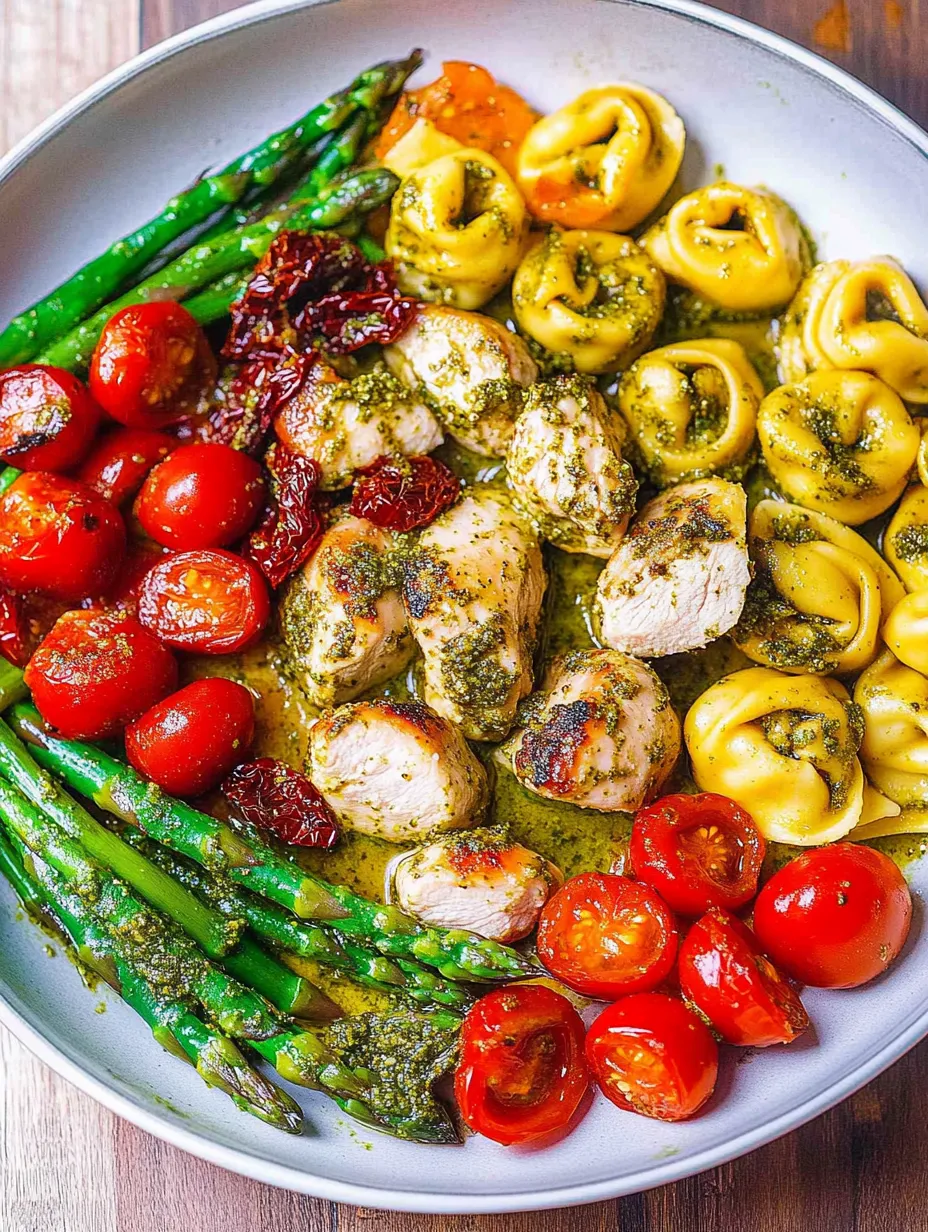 Pesto Chicken Tortellini and Veggies