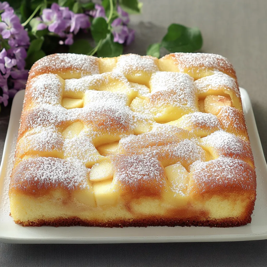 A white plate holds a sugar-topped cake.