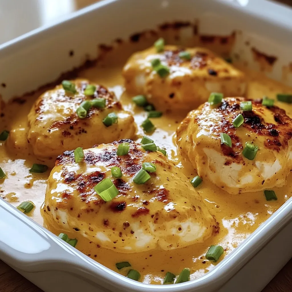 A white dish holding a creamy cheesy sauce and chopped green onions on top.