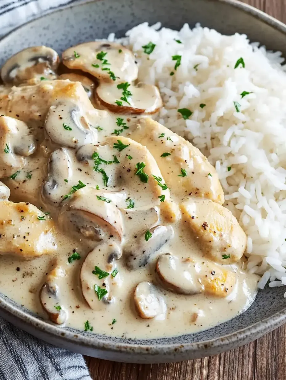 A close-up shot of a bowl of rice and mushrooms.