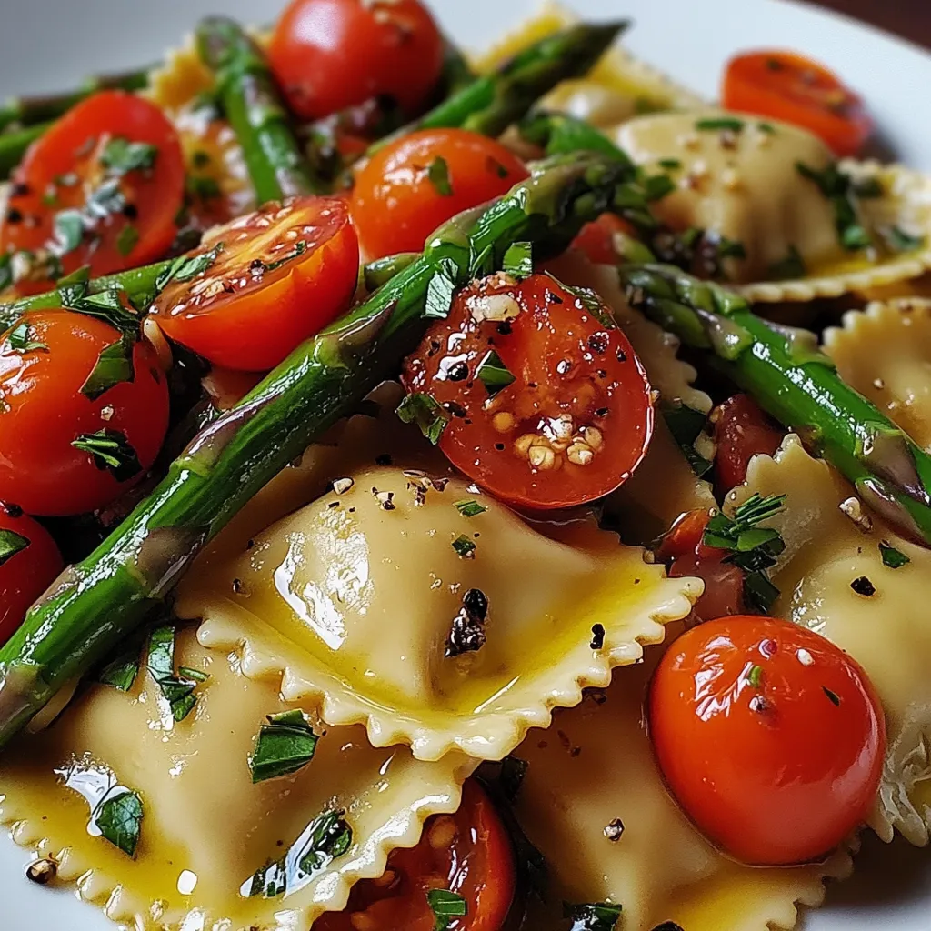 Ravioli with Tomatoes, Asparagus, Garlic, and Herbs