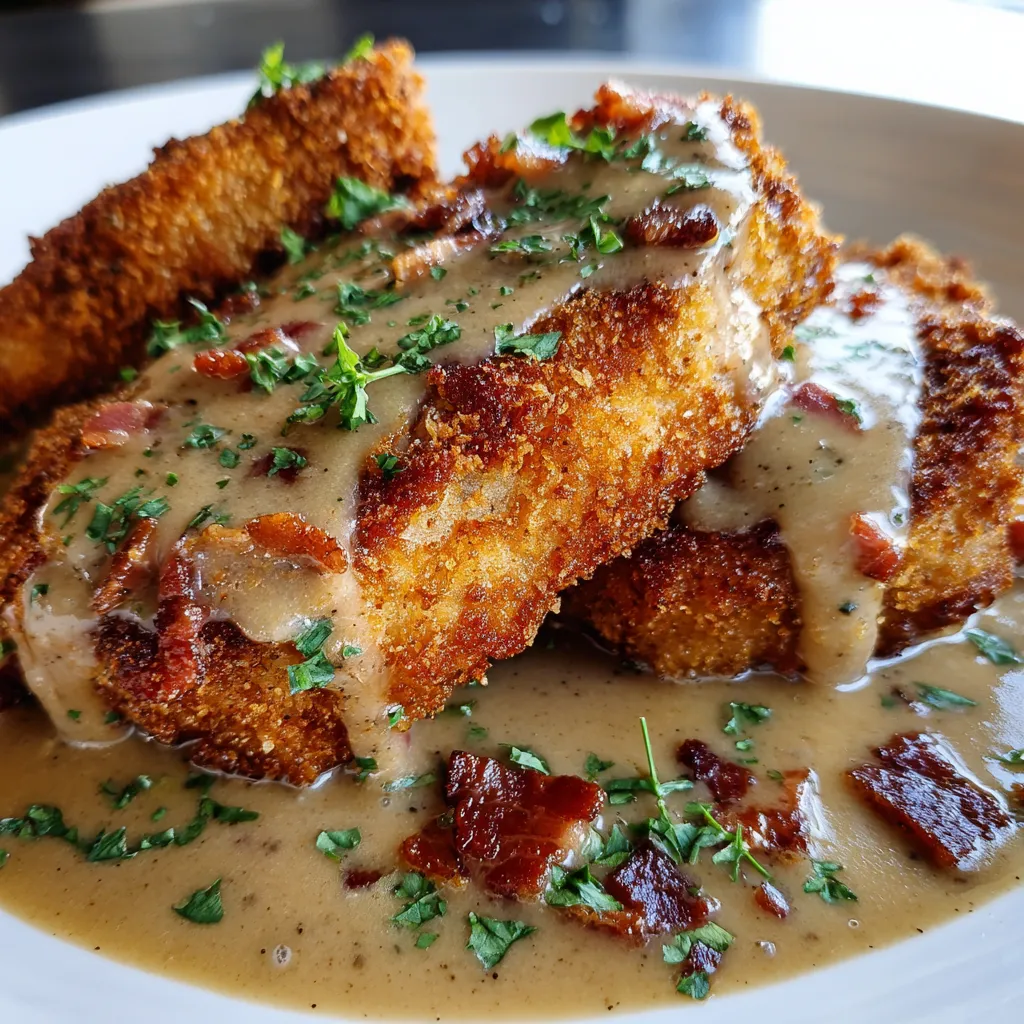 Country Fried Pork Chops with Bacon Gravy