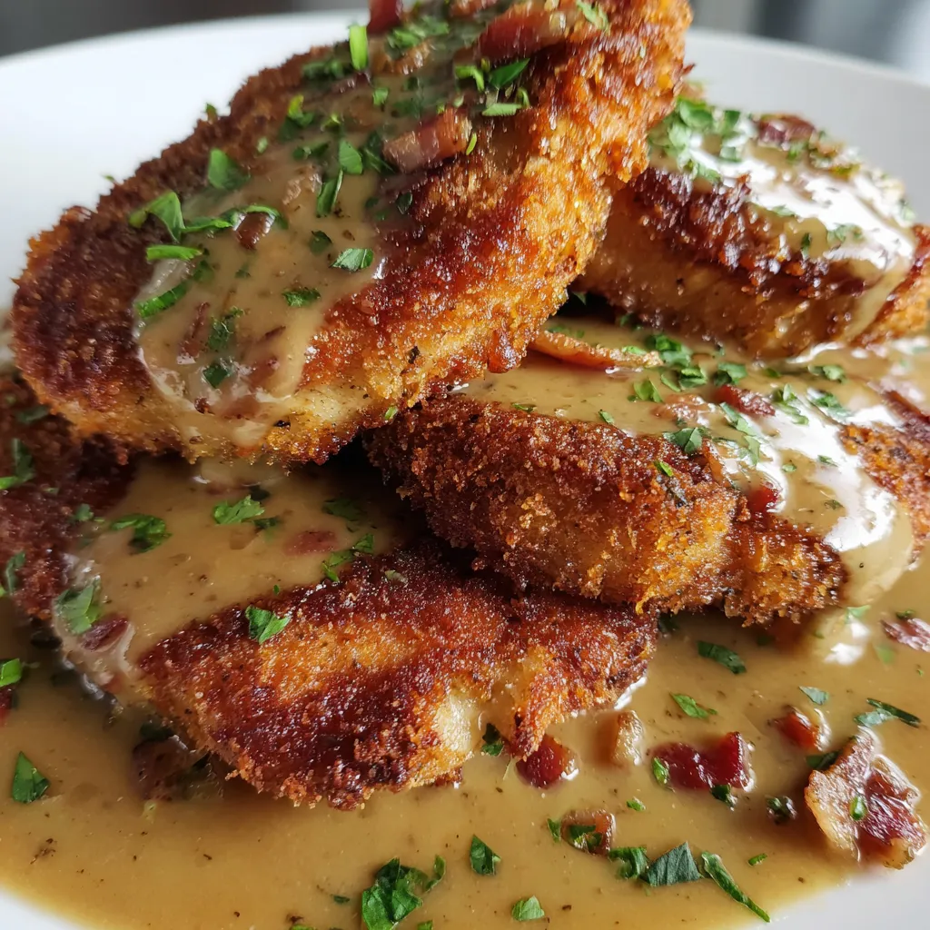Country Fried Pork Chops with Bacon Gravy