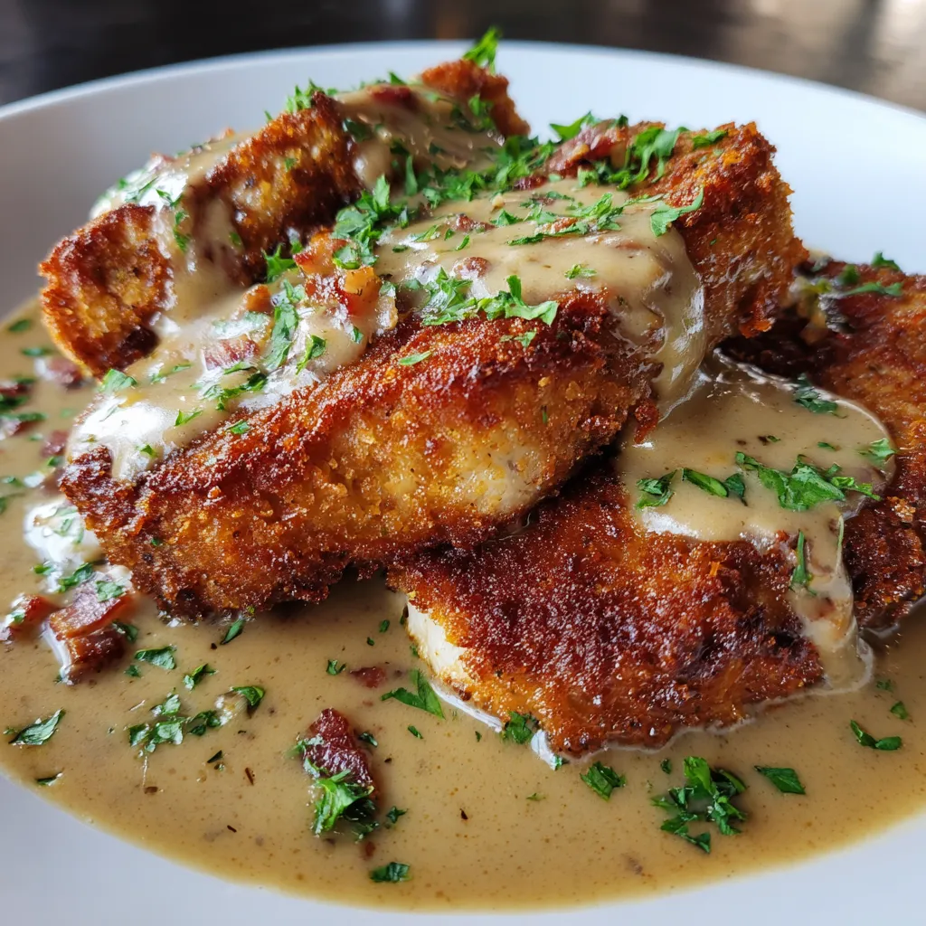 Country Fried Pork Chops with Bacon Gravy