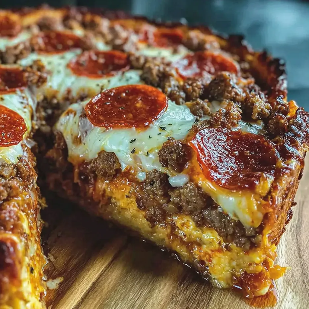 Deep Hamburger Sausage & Pepperoni Pie