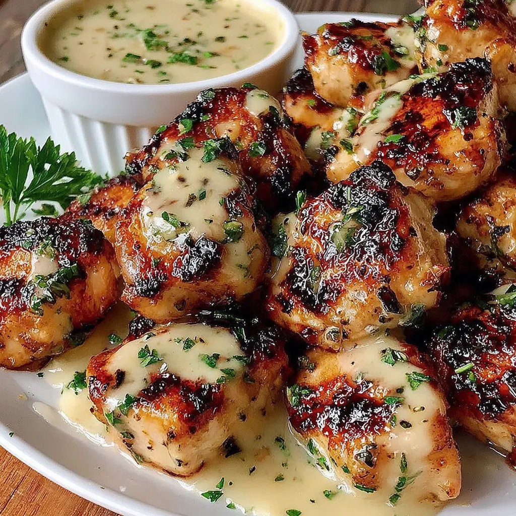 Grilled Chicken Bites Garlic Sauce