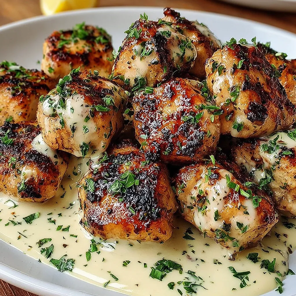 Grilled Chicken Bites Garlic Sauce