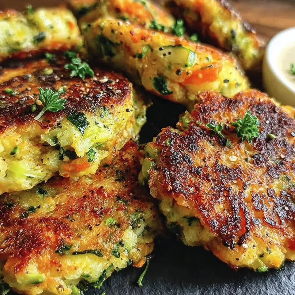 Healthy veggie patties stacked on a plate.