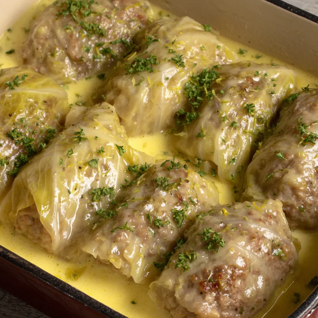 Greek Stuffed Cabbage Rolls Recipe (Lahanodolmades Avgolemono)