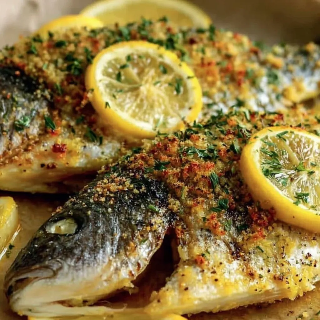 A crunchy gilt-head bream with a zingy lemon pepper crust.
