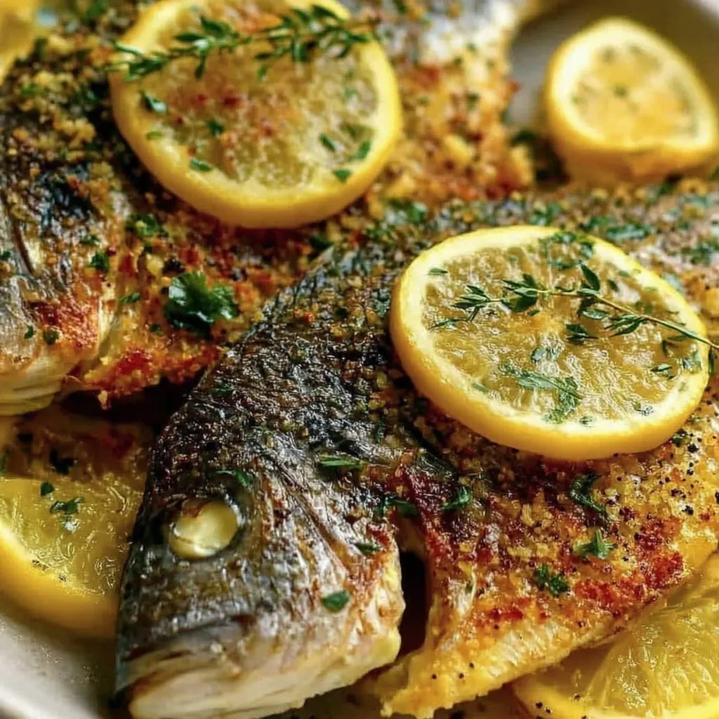 A crunchy gilt-head bream with a zingy lemon pepper crust.