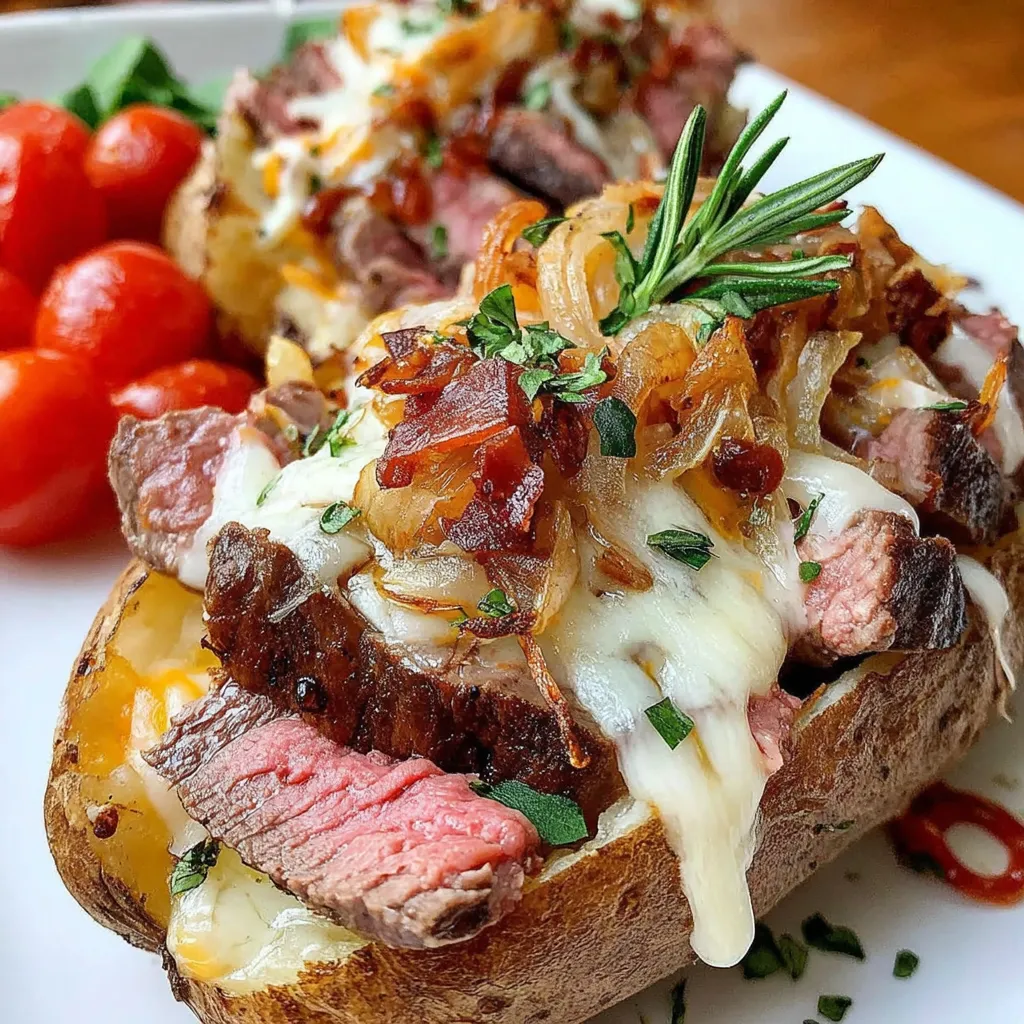 Philly Cheesesteak Loaded Baked Potatoes