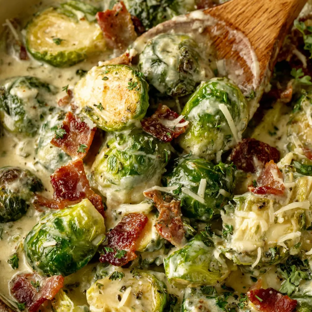 Creamy Brussels Sprouts with Bacon