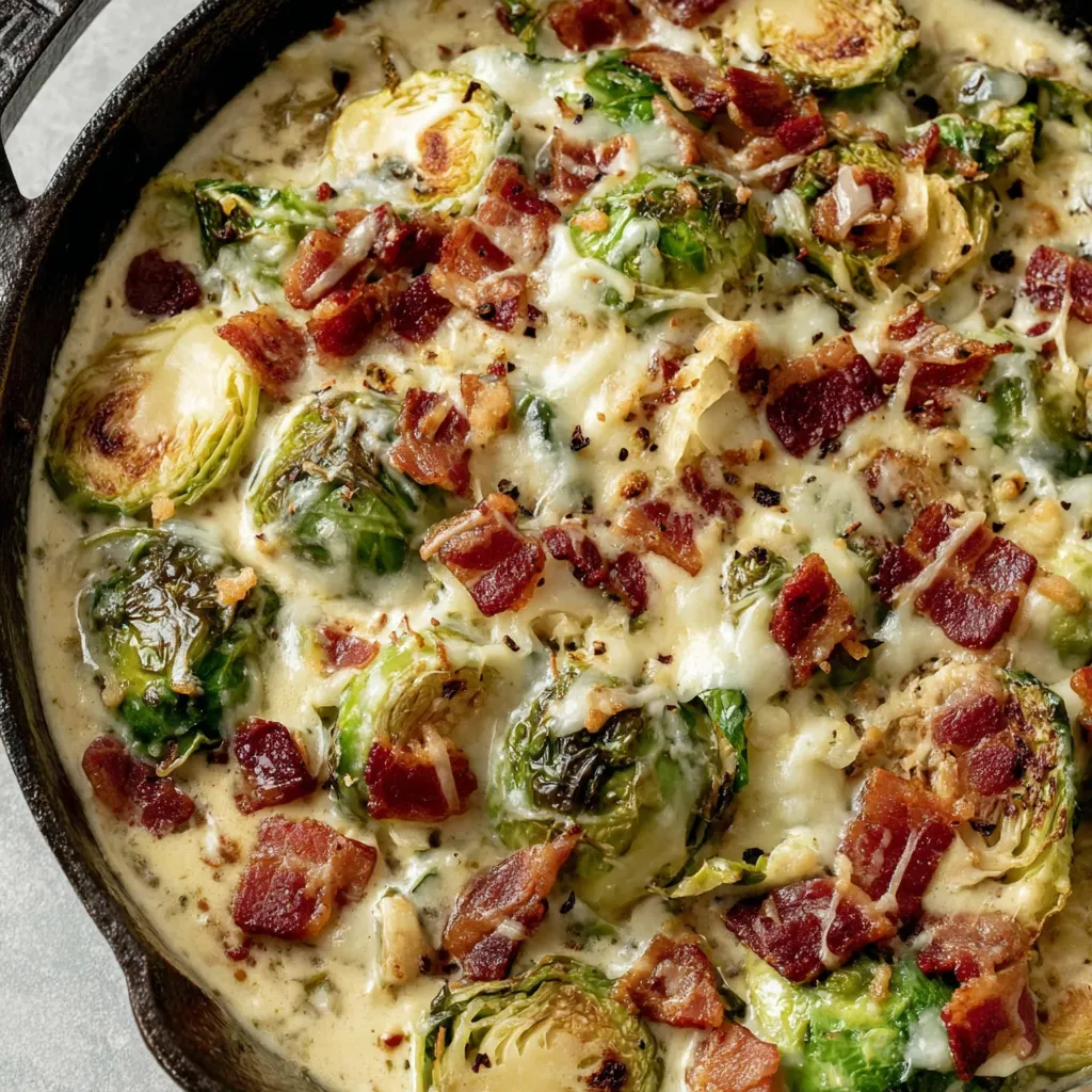 Creamy Brussels Sprouts with Bacon