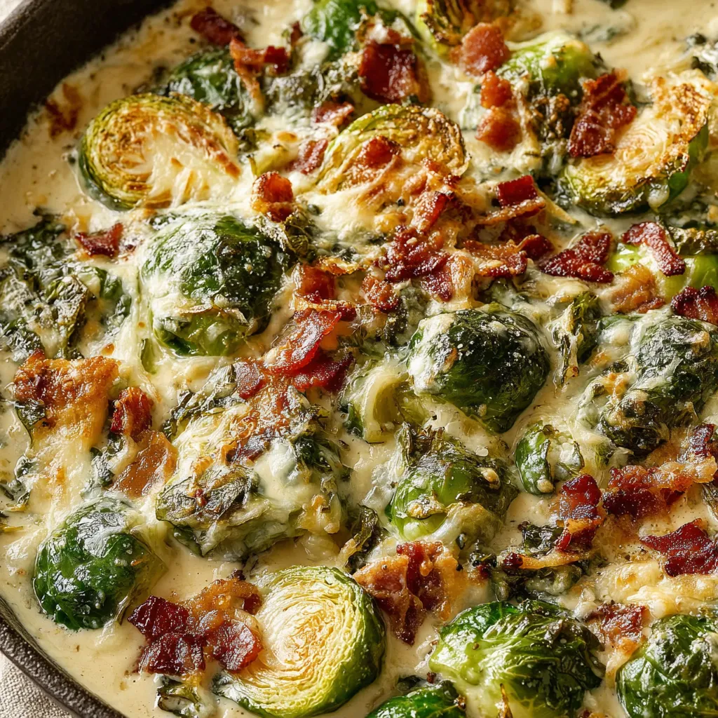 Creamy Brussels Sprouts with Bacon