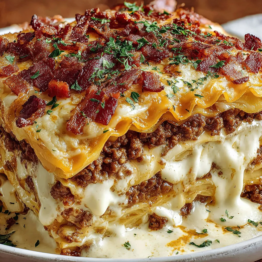Parmesan Garlic Bacon Lasagna