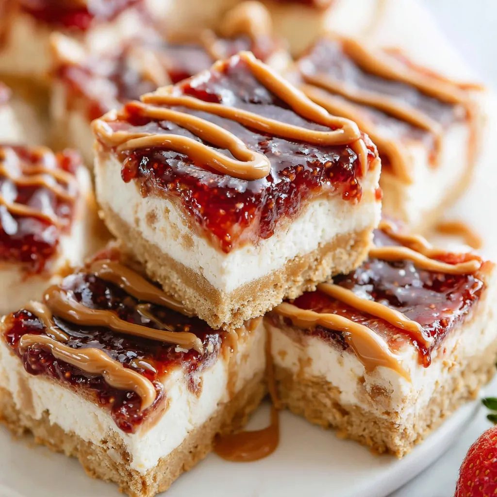 Peanut Butter and Jelly Cheesecake Bars