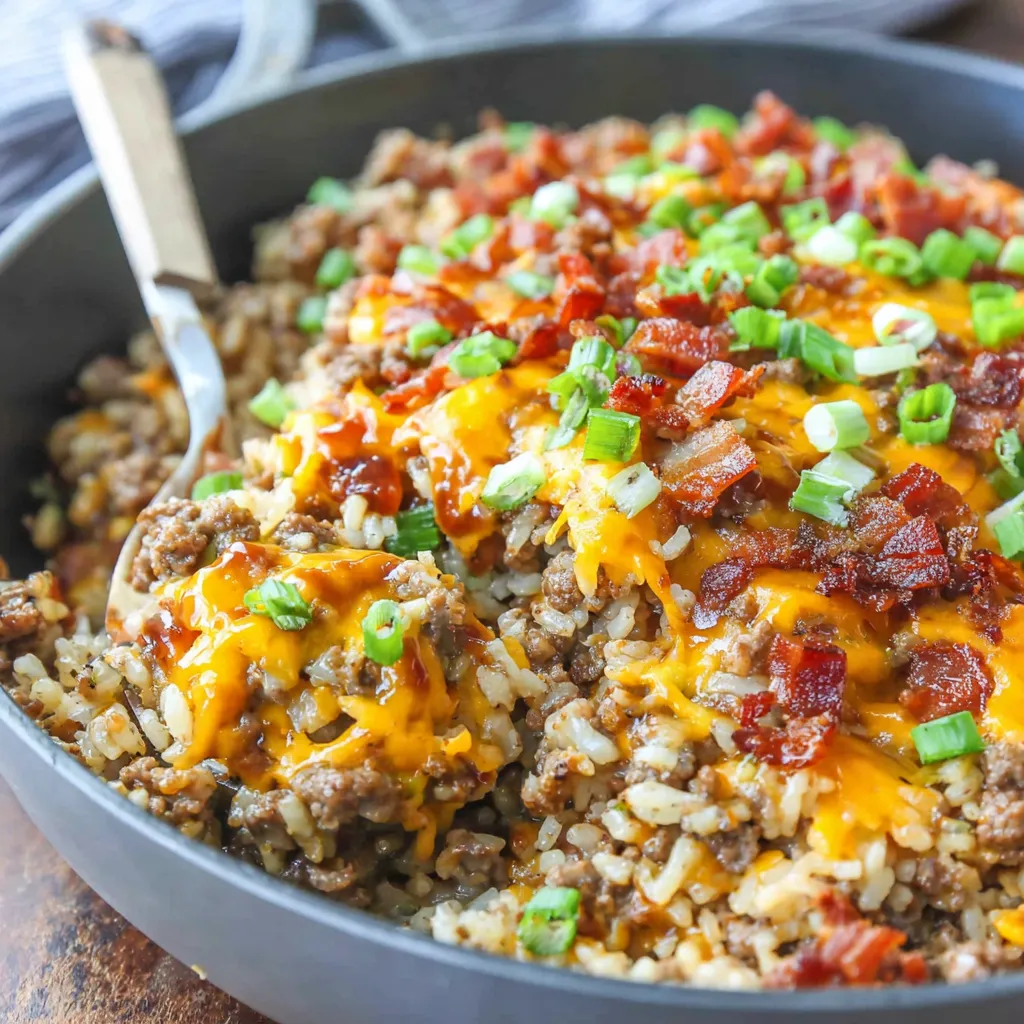 Bacon Cheeseburger Rice Skillet