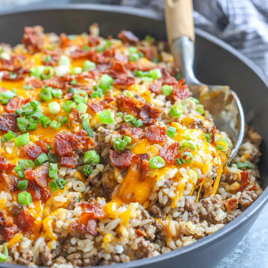 Bacon Cheeseburger Rice Skillet